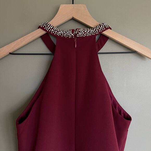 Lulu's‎ Comely Beaded Burgundy Dress Size Small Red Purple Embellished High Neck - Picture 12 of 16
